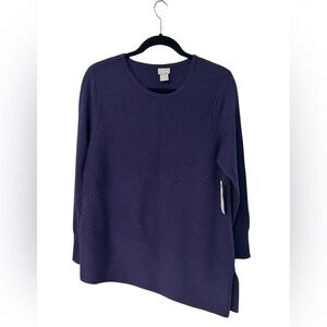 Chico’s Asymmetrical Hem Ribbed Tunic Midnight Violet Size 1 (Medium)